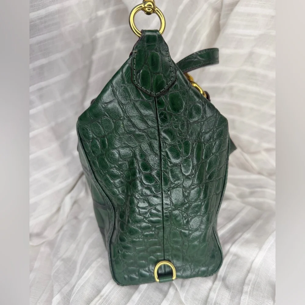 Coach Ashley Green Croc Embossed Shoulder / Handbag / Convertible Satchel • EUC - Picture 5 of 13